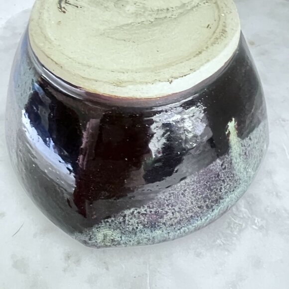 Artisan Signed Studio Pottery Bowl Altered Wheel Thrown Multicolor Drip Glaze A - Picture 9 of 11